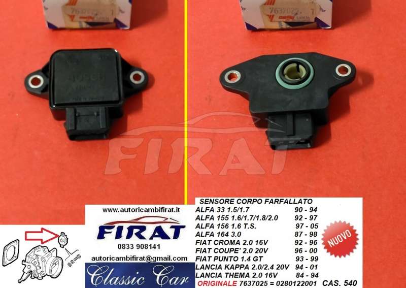 SENSORE CORPO FARFALLATO ALFA - FIAT - LANCIA (=0280122001)